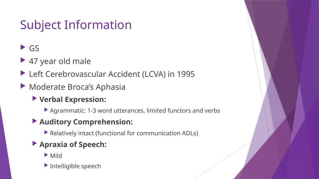 Sentence Production Program for Aphasia (SPPA) - slide 5 of 21