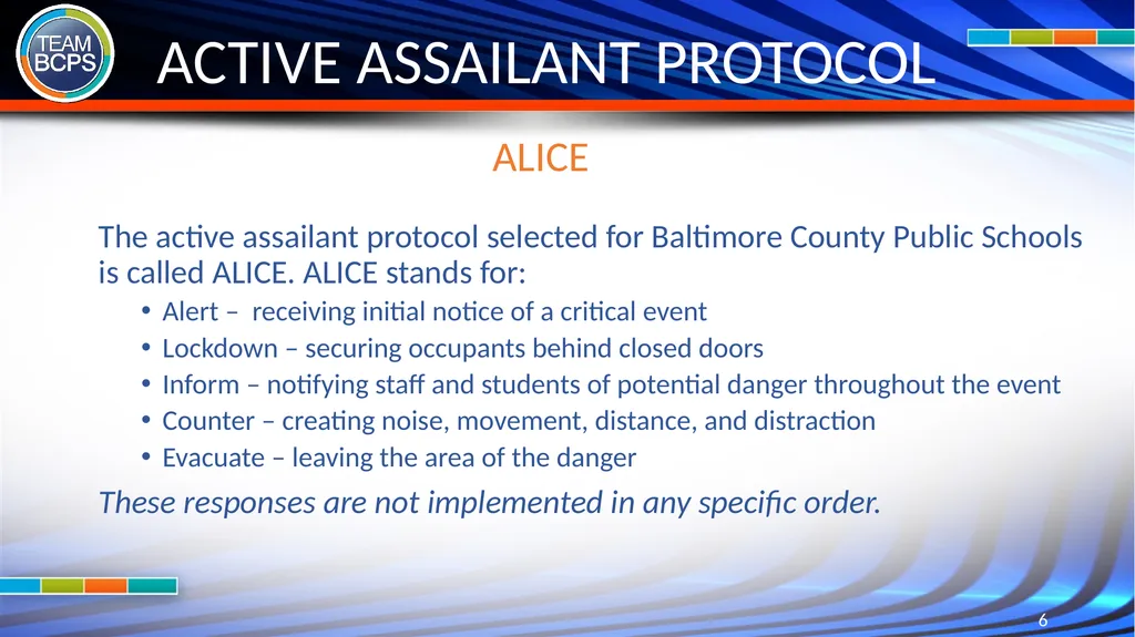 ALICE: THE BCPS ACTIVE ASSAILANT PROTOCOL - slide 6 of 9