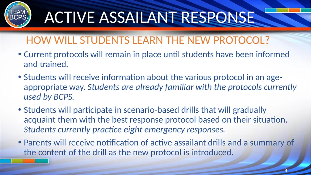 ALICE: THE BCPS ACTIVE ASSAILANT PROTOCOL - slide 8 of 9