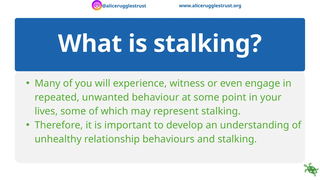 Recognising and Responding to Stalking - slide 6 of 16