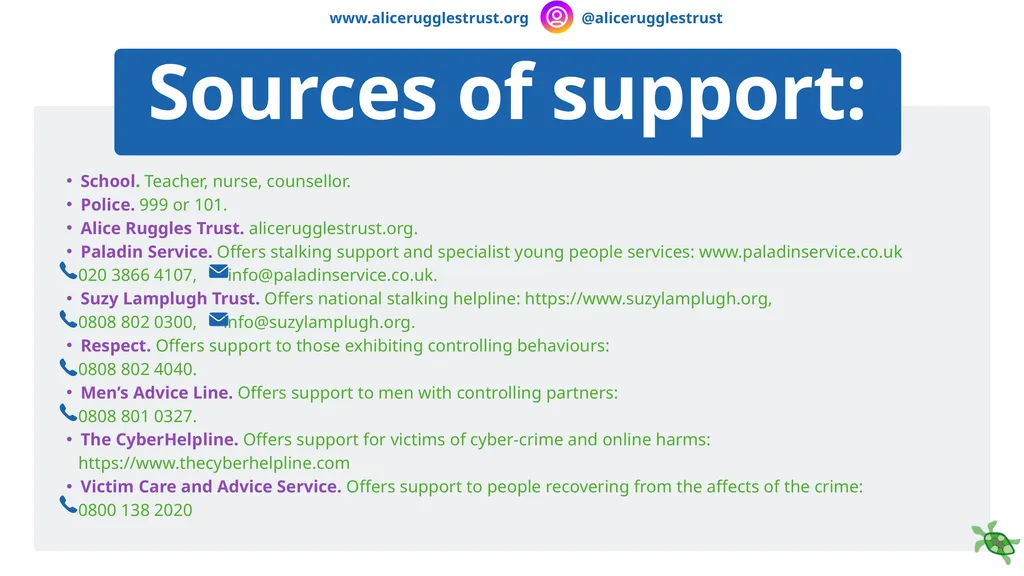Recognising and Responding to Stalking - slide 16 of 16