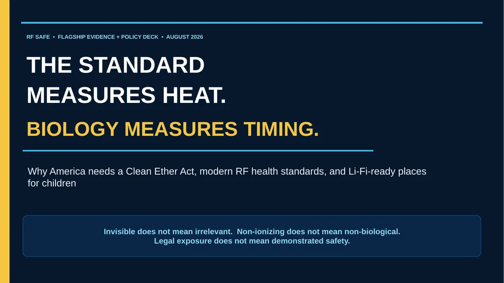 RF SAFE • FLAGSHIP EVIDENCE + POLICY DECK • AUGUST - slide 1 of 43