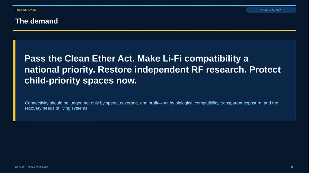 RF SAFE • FLAGSHIP EVIDENCE + POLICY DECK • AUGUST - slide 41 of 43