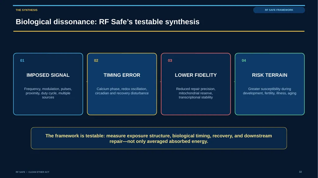 RF SAFE • FLAGSHIP EVIDENCE + POLICY DECK • AUGUST - slide 32 of 43