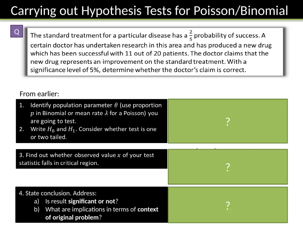 S2 Chapter 7: Hypothesis Testing Dr J Frost - slide 13 of 26