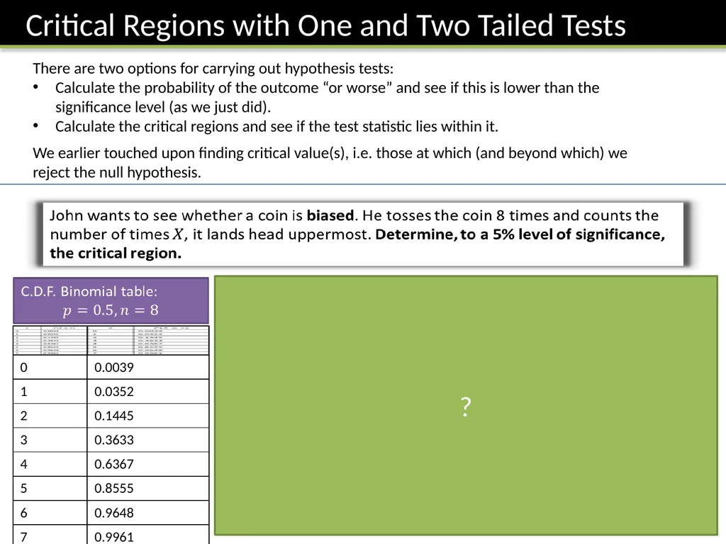 S2 Chapter 7: Hypothesis Testing Dr J Frost - slide 17 of 26