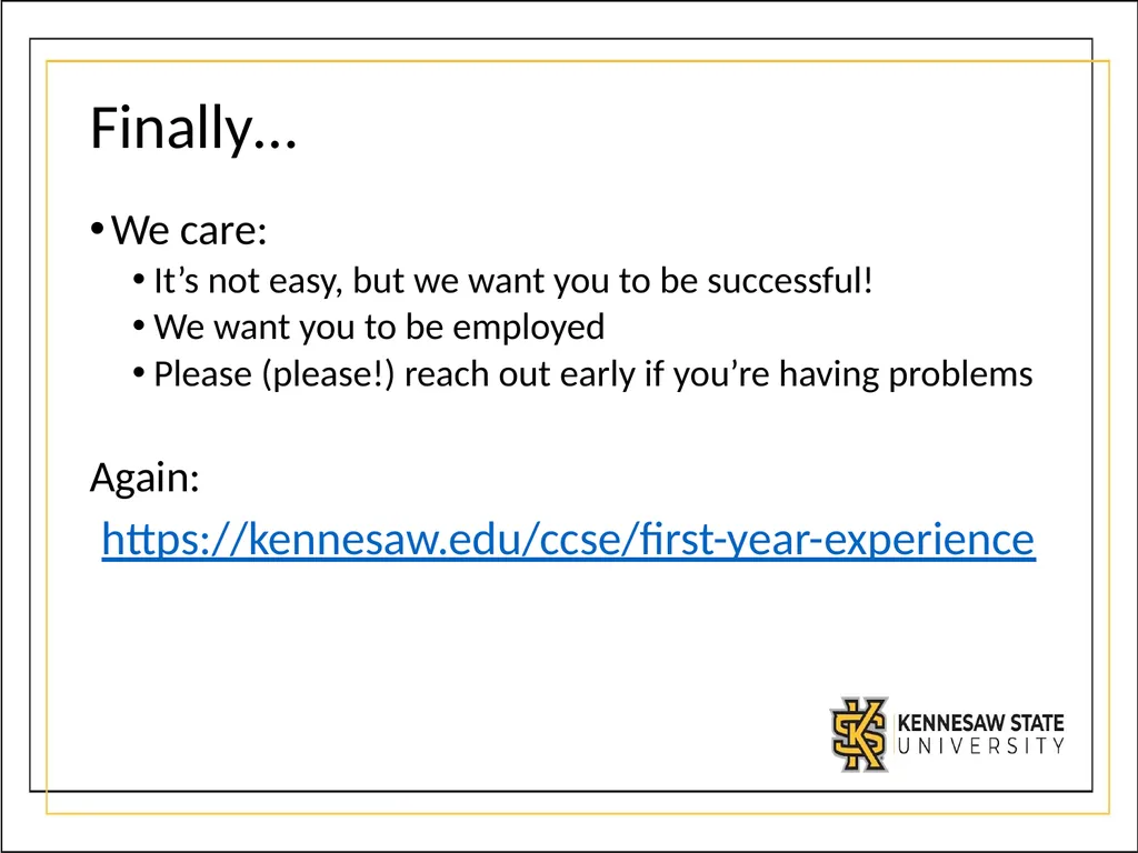 Welcome to the First-Year Experience! This is - slide 17 of 17