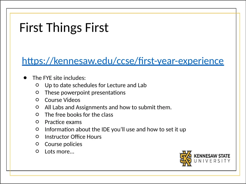 Welcome to the First-Year Experience! This is - slide 2 of 17