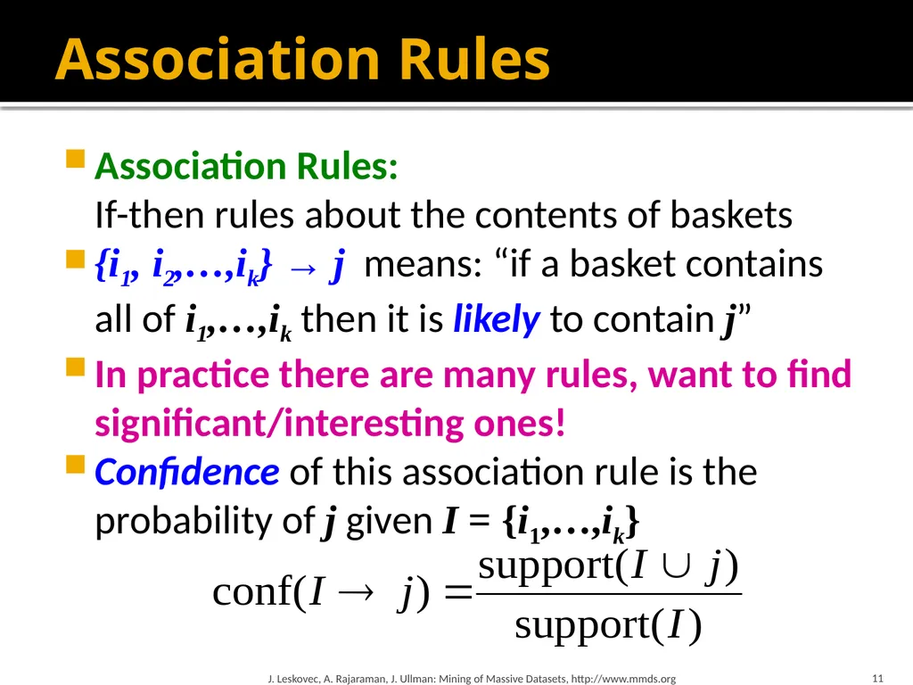 Frequent Itemset Mining & Association Rules Mining - slide 11 of 59