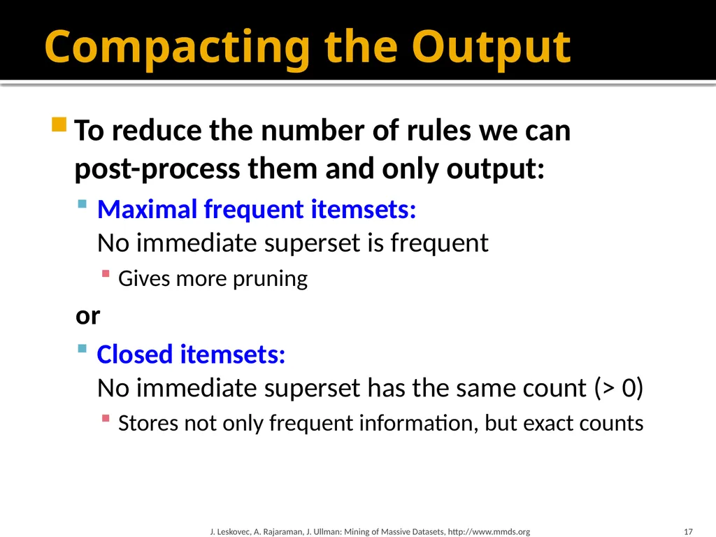 Frequent Itemset Mining & Association Rules Mining - slide 17 of 59