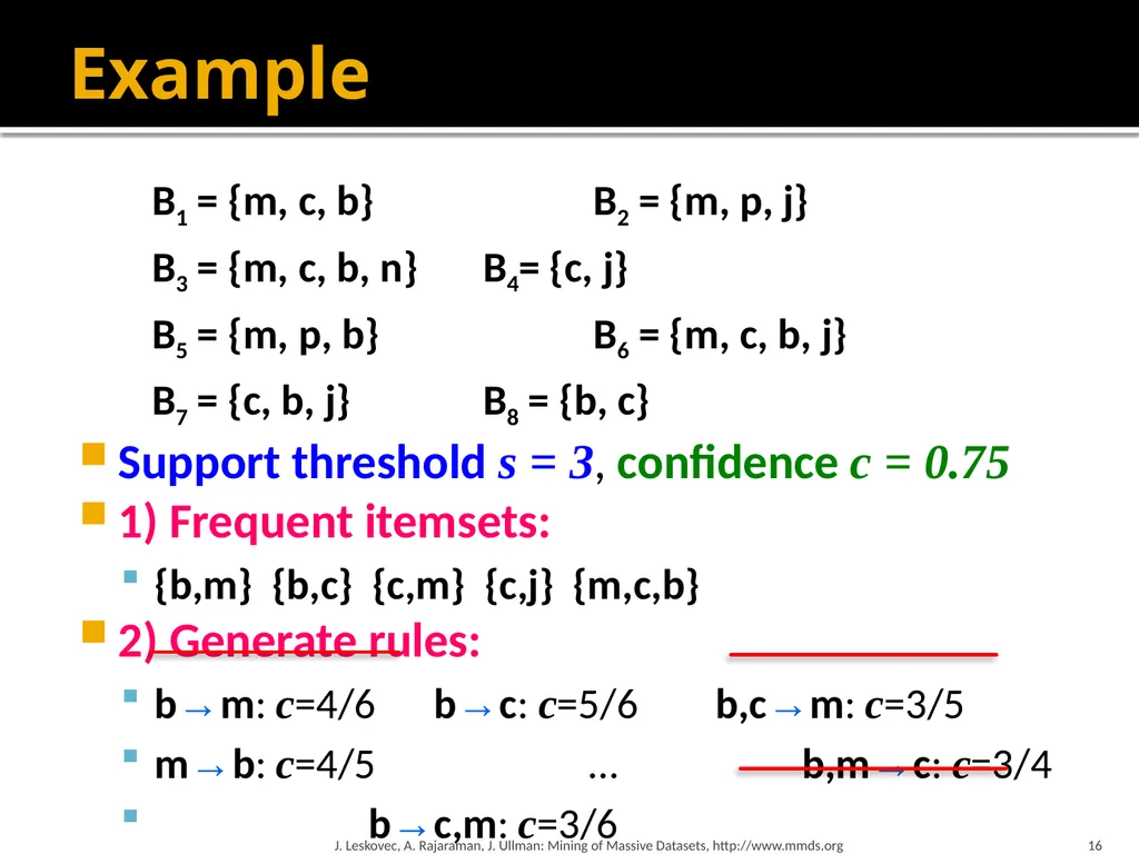 Frequent Itemset Mining & Association Rules Mining - slide 16 of 59
