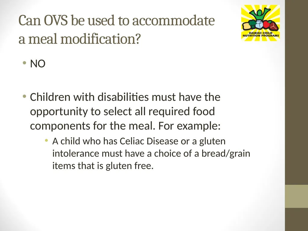 Accommodating Disabilities in the School Meal - slide 15 of 32
