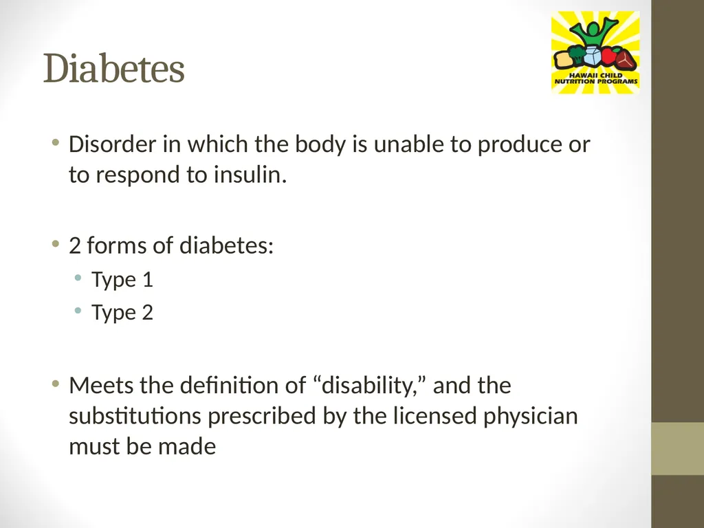 Accommodating Disabilities in the School Meal - slide 25 of 32