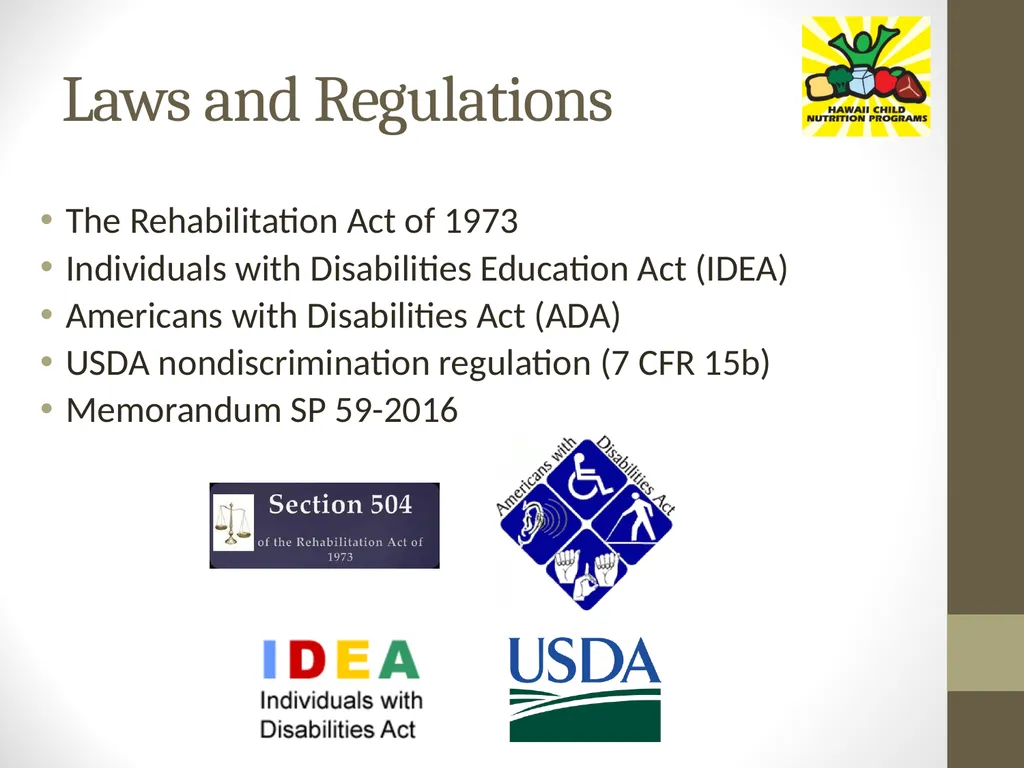 Accommodating Disabilities in the School Meal - slide 3 of 32