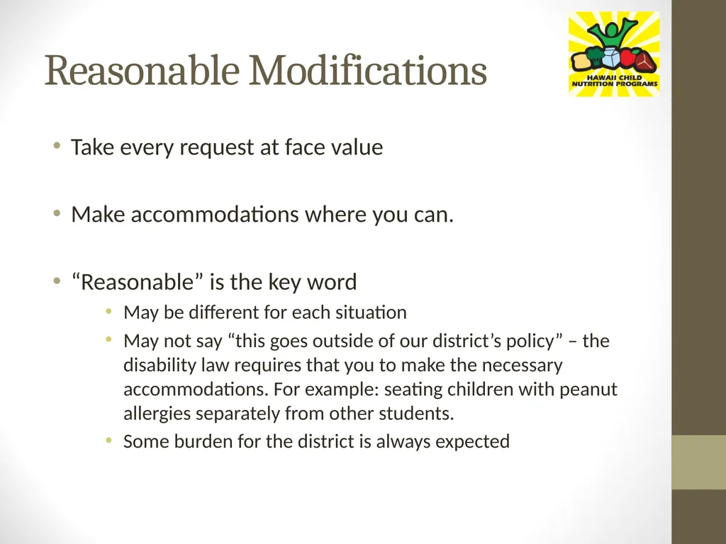Accommodating Disabilities in the School Meal - slide 10 of 32