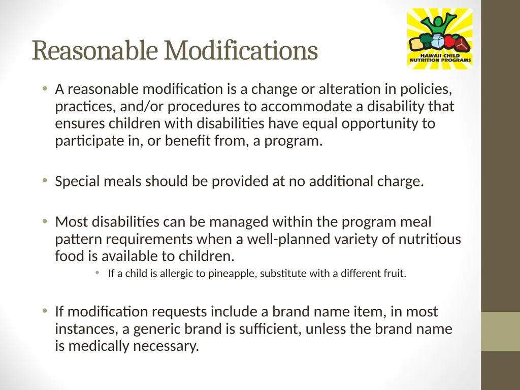 Accommodating Disabilities in the School Meal - slide 9 of 32