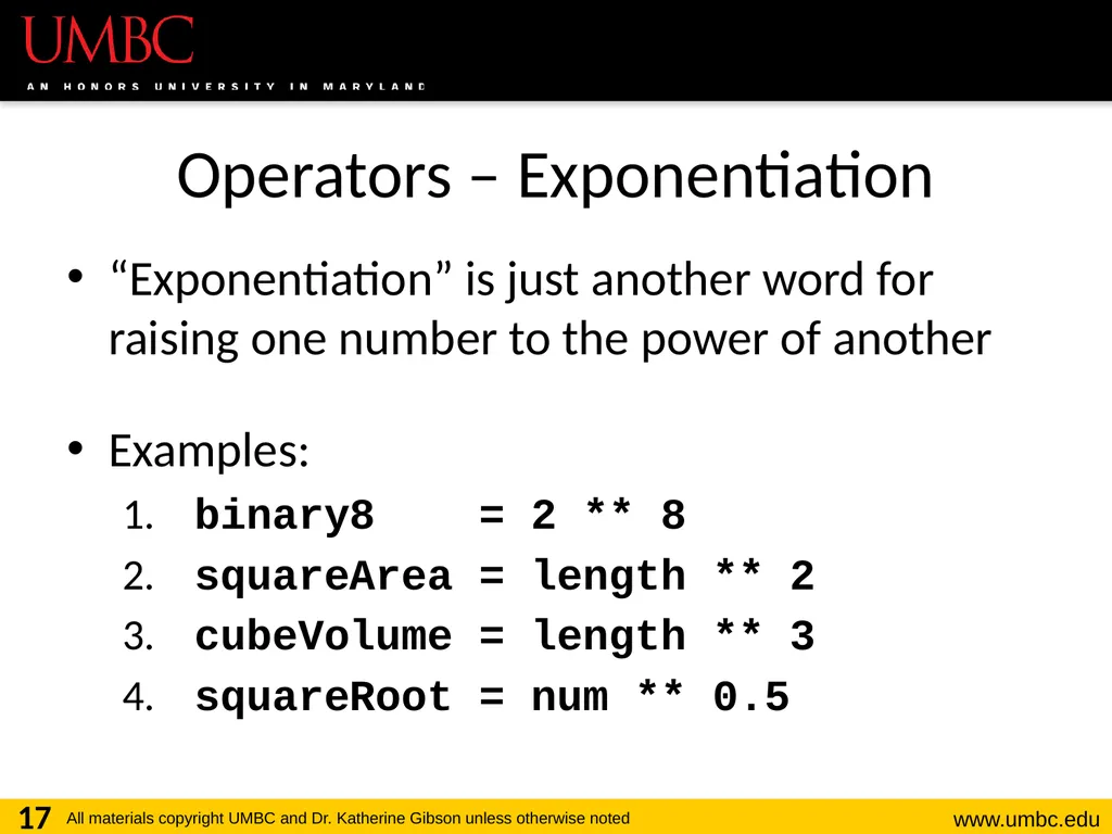 CMSC201 Computer Science I for Majors Lecture 03 – - slide 17 of 56