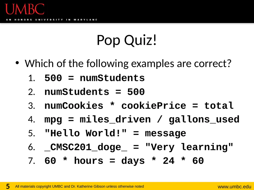 CMSC201 Computer Science I for Majors Lecture 03 – - slide 5 of 56