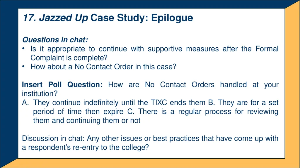 Advanced Title IX Coordinator Workshop Intake and - slide 50 of 51