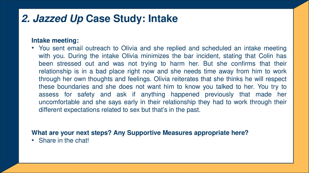 Advanced Title IX Coordinator Workshop Intake and - slide 11 of 51
