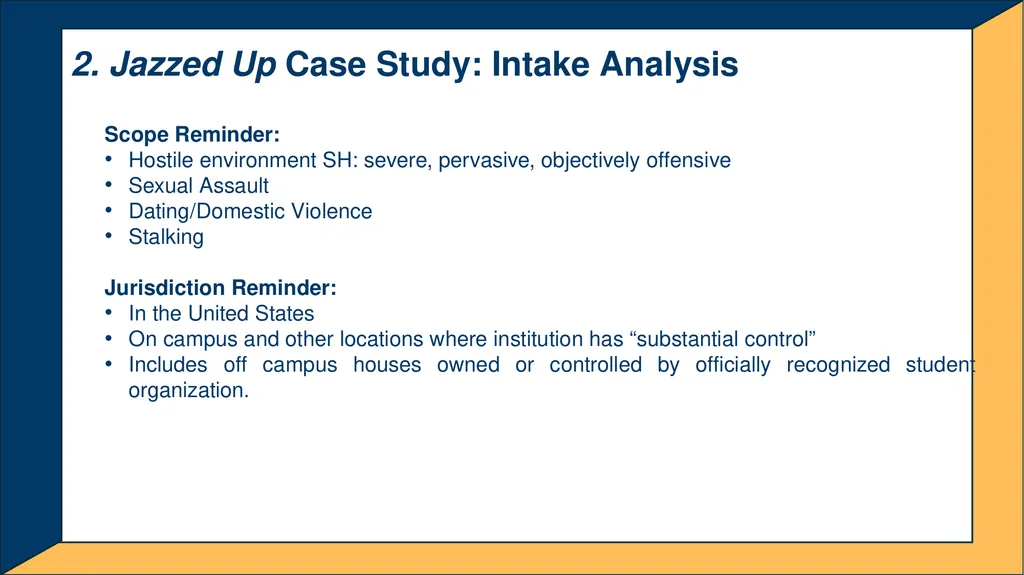 Advanced Title IX Coordinator Workshop Intake and - slide 12 of 51