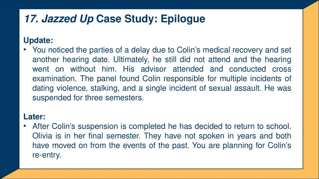 Advanced Title IX Coordinator Workshop Intake and - slide 49 of 51