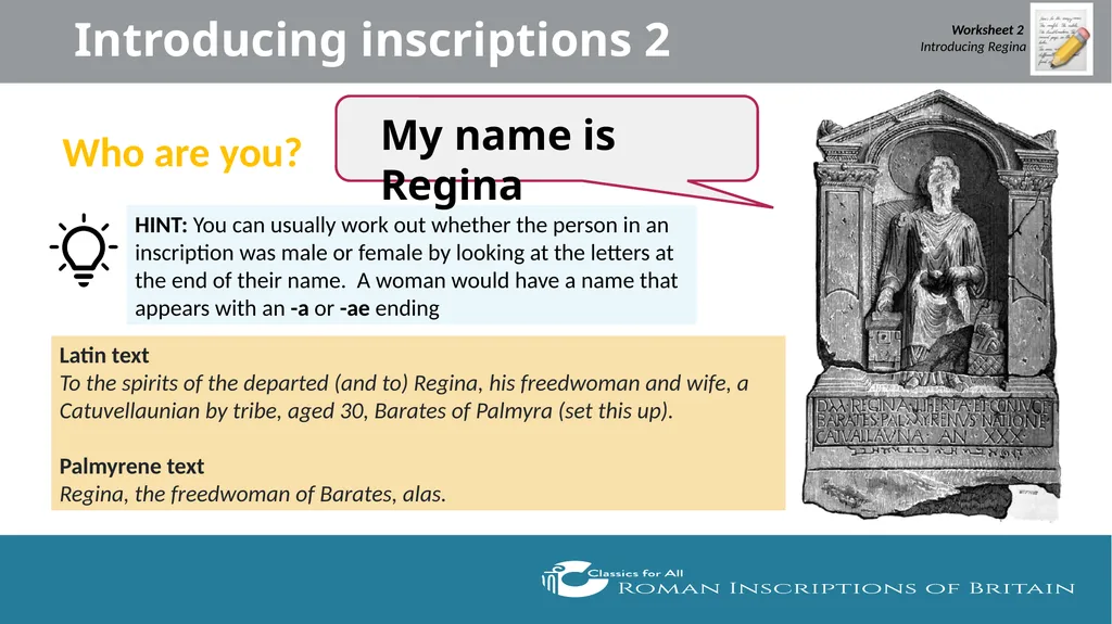 Messages from the Past Exploring inscriptions from - slide 5 of 13