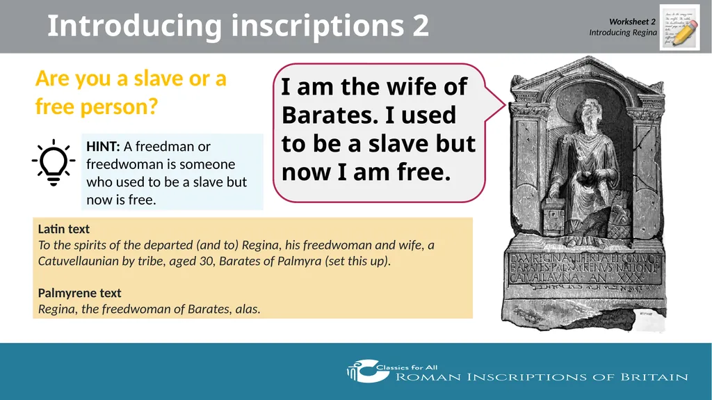 Messages from the Past Exploring inscriptions from - slide 7 of 13