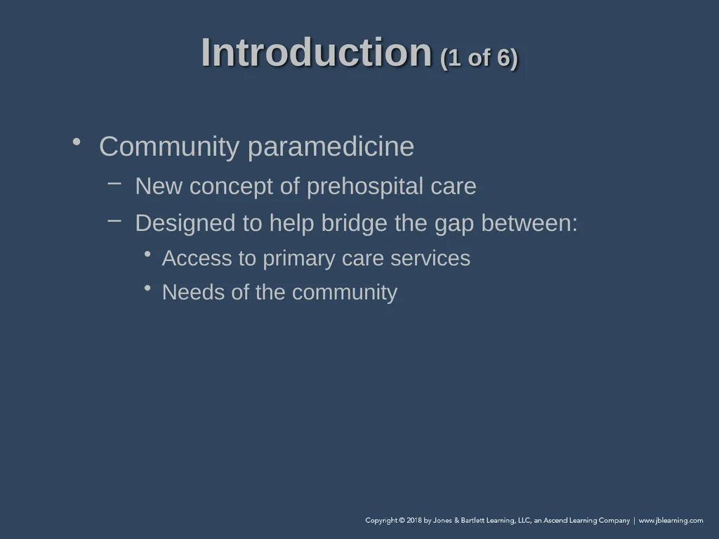 Chapter 1 Introduction to Community Paramedicine - slide 3 of 29