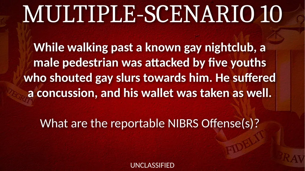 NIBRS Scenario Practice Crimes Against Persons, - slide 50 of 65