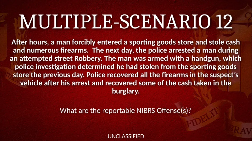 NIBRS Scenario Practice Crimes Against Persons, - slide 52 of 65