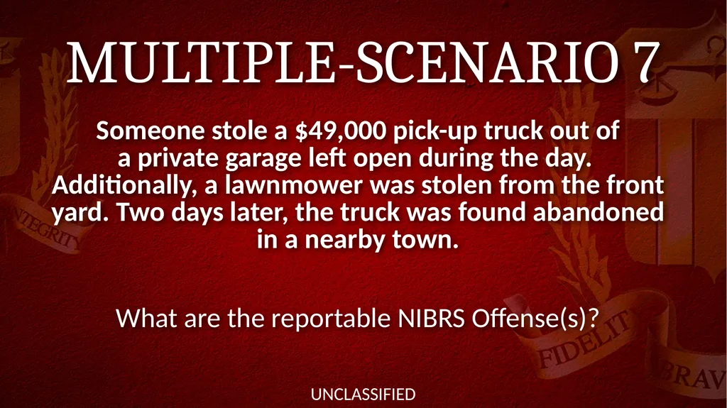 NIBRS Scenario Practice Crimes Against Persons, - slide 47 of 65