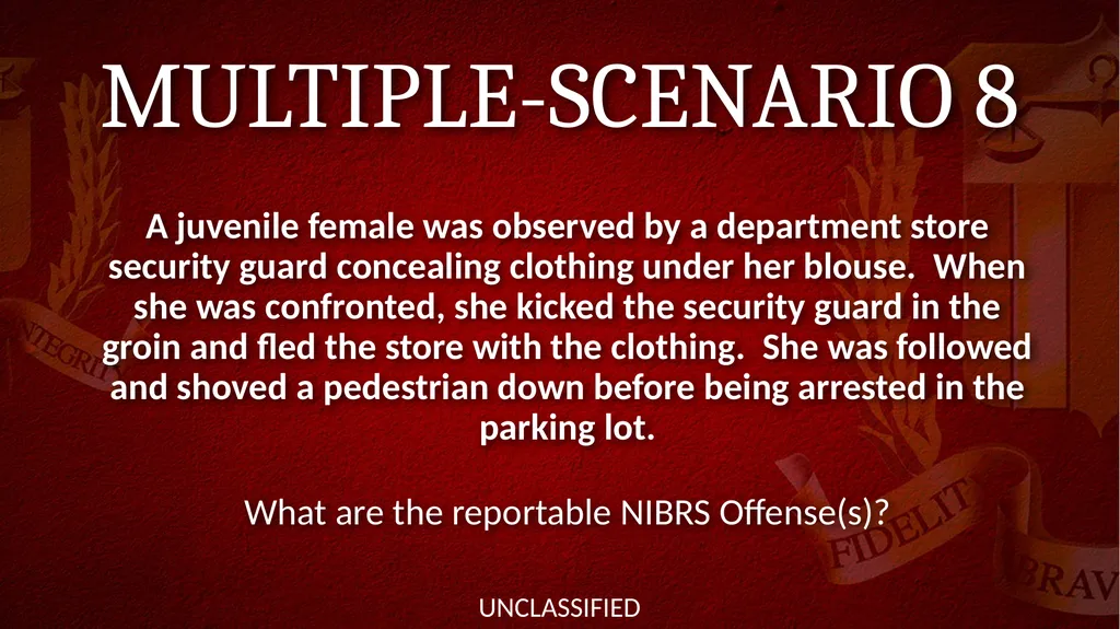 NIBRS Scenario Practice Crimes Against Persons, - slide 48 of 65