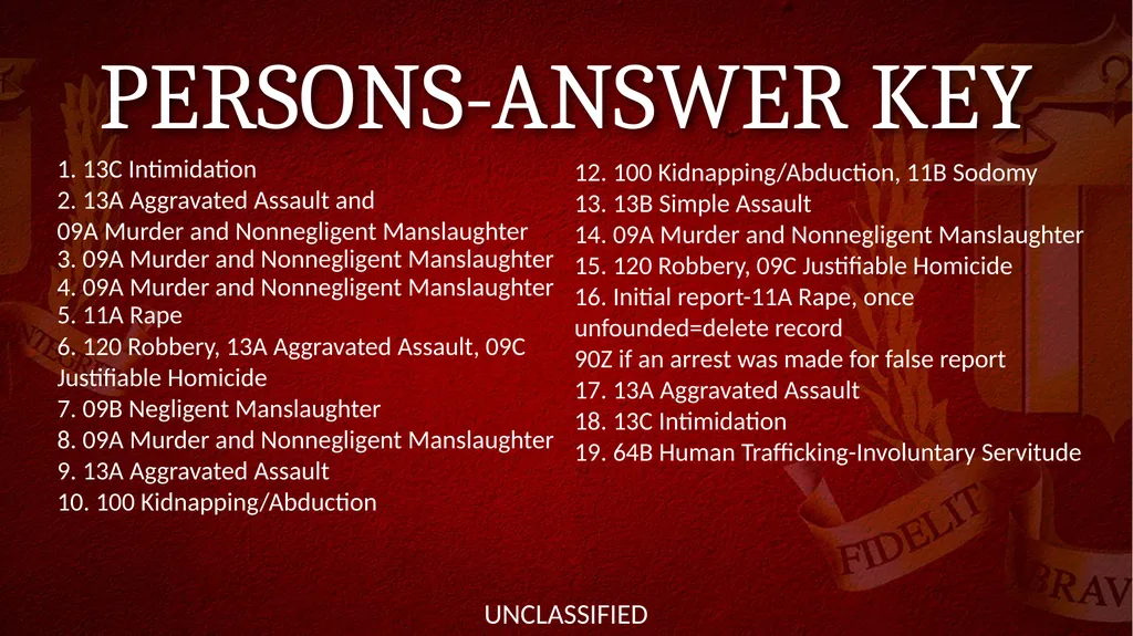 NIBRS Scenario Practice Crimes Against Persons, - slide 22 of 65