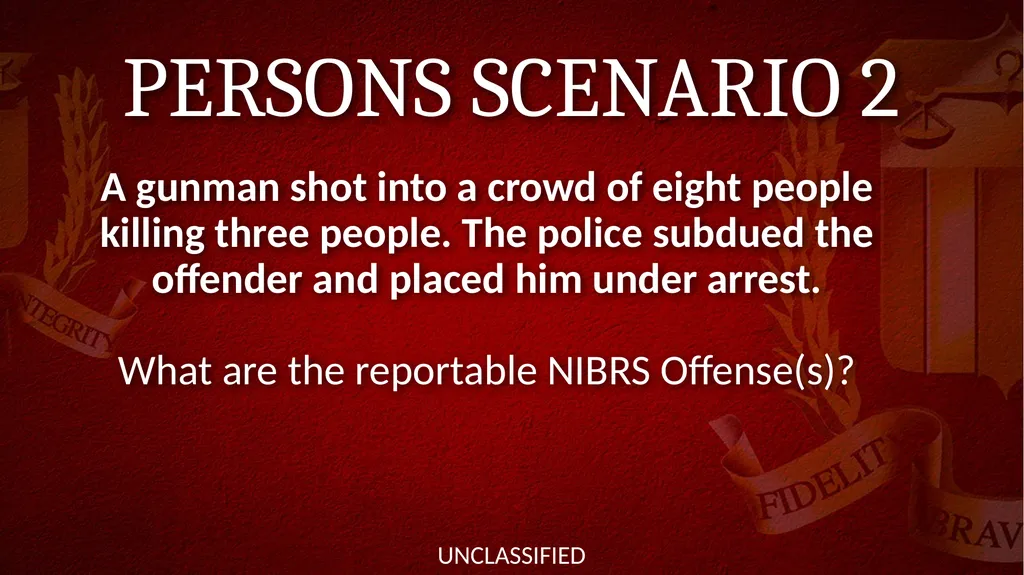 NIBRS Scenario Practice Crimes Against Persons, - slide 4 of 65