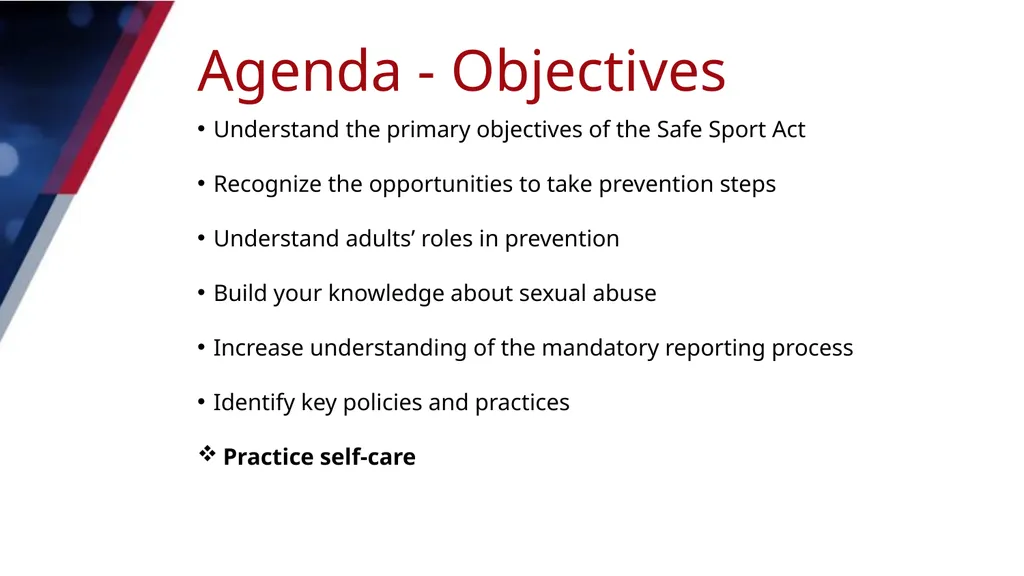 AWARENESS TO ACTION Module 1: KEY PREVENTION - slide 2 of 25
