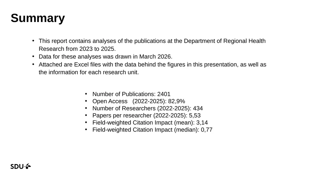 Research Impact report (bibliometrics) 2023-2025 - slide 3 of 16