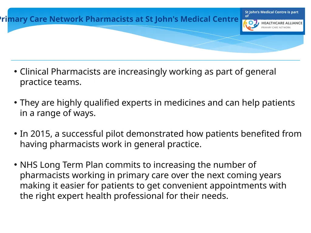 Clinical Pharmacists are increasingly working as - slide 1 of 4