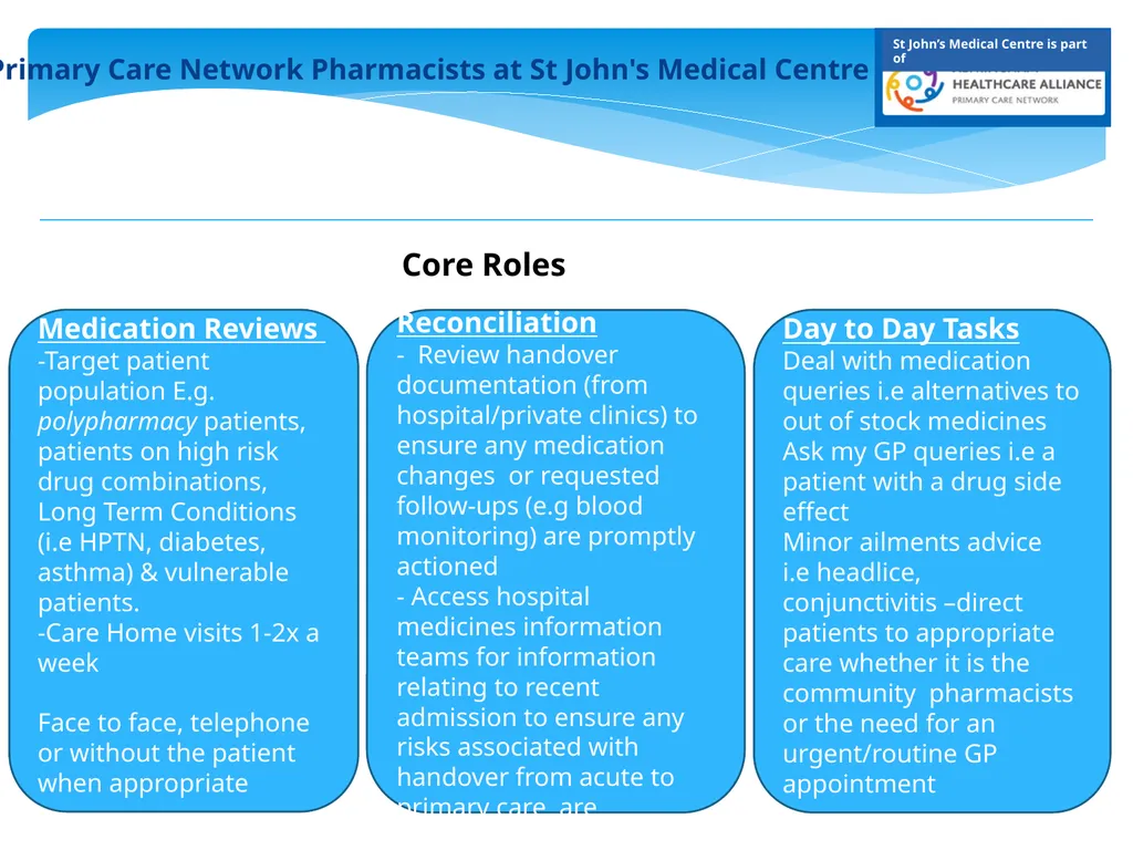 Clinical Pharmacists are increasingly working as - slide 2 of 4