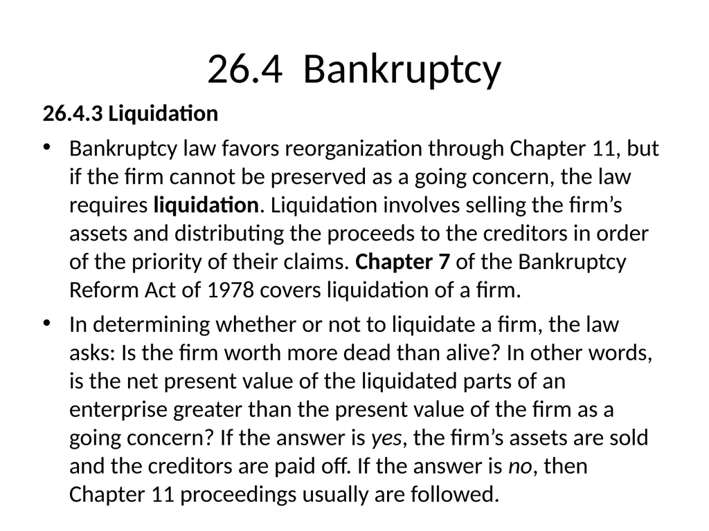 Chapter 26 Bankruptcy, Workouts, and Corporate - slide 39 of 80