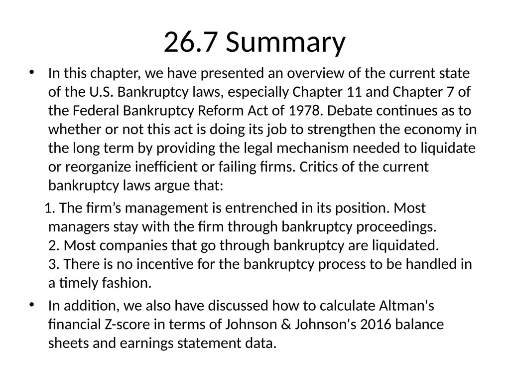 Chapter 26 Bankruptcy, Workouts, and Corporate - slide 69 of 80
