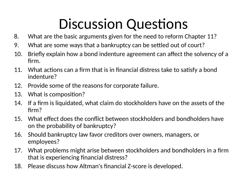 Chapter 26 Bankruptcy, Workouts, and Corporate - slide 77 of 80