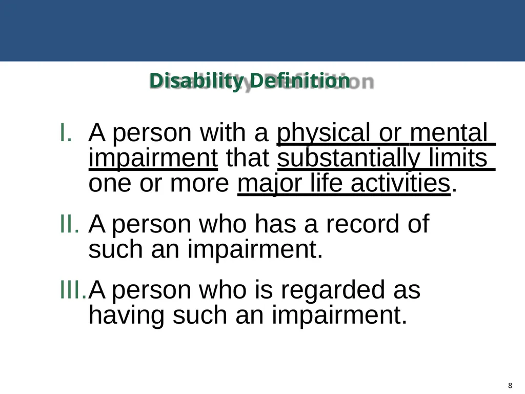 MODIFICATIONS TO ACCOMMODATE INDIVIDUALS WITH - slide 8 of 25
