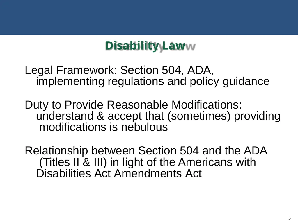MODIFICATIONS TO ACCOMMODATE INDIVIDUALS WITH - slide 5 of 25