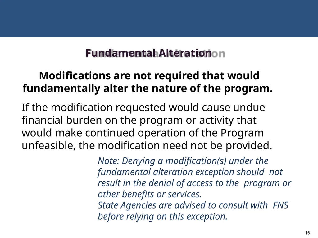 MODIFICATIONS TO ACCOMMODATE INDIVIDUALS WITH - slide 16 of 25