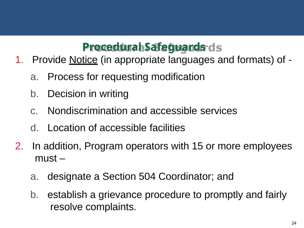 MODIFICATIONS TO ACCOMMODATE INDIVIDUALS WITH - slide 24 of 25