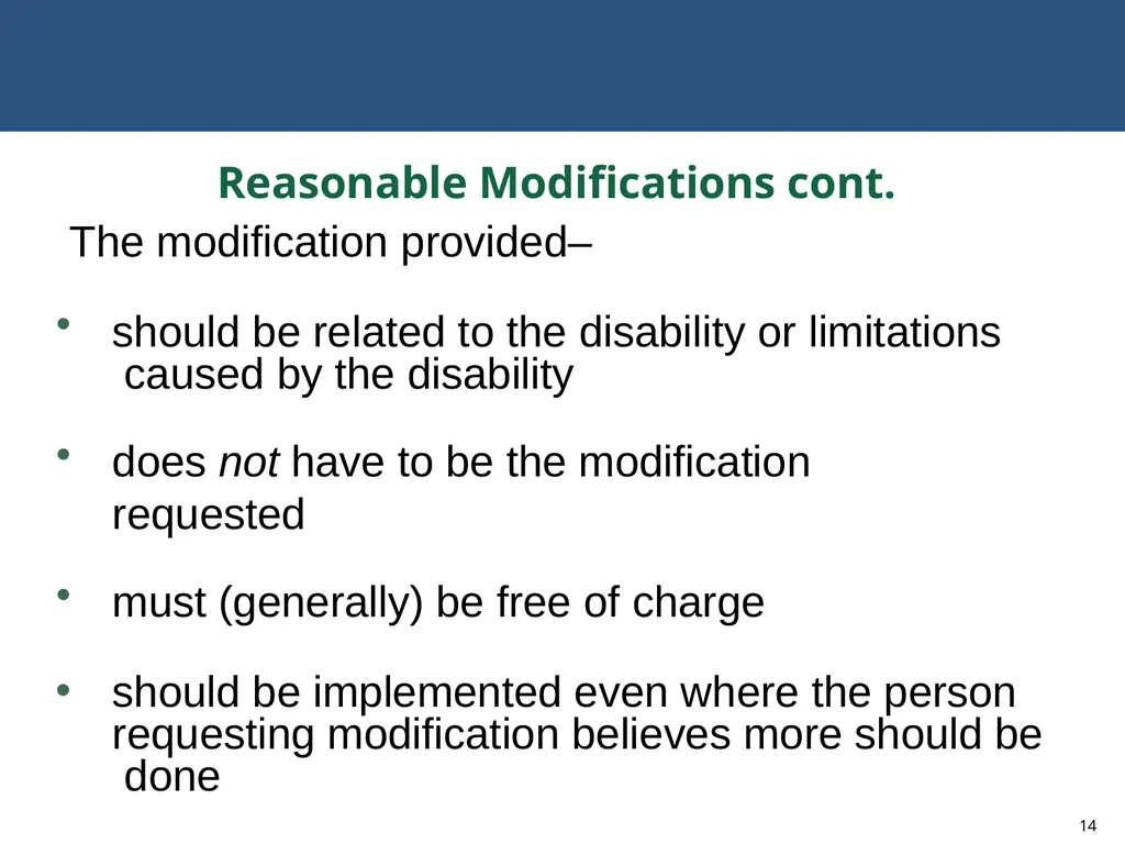 MODIFICATIONS TO ACCOMMODATE INDIVIDUALS WITH - slide 14 of 25