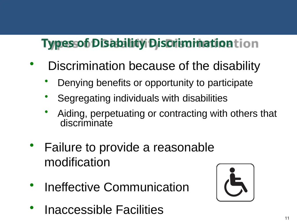 MODIFICATIONS TO ACCOMMODATE INDIVIDUALS WITH - slide 11 of 25