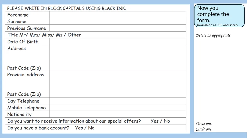 ESOL Entry 1-2 Lesson (about 90 minutes*) Form - slide 14 of 23