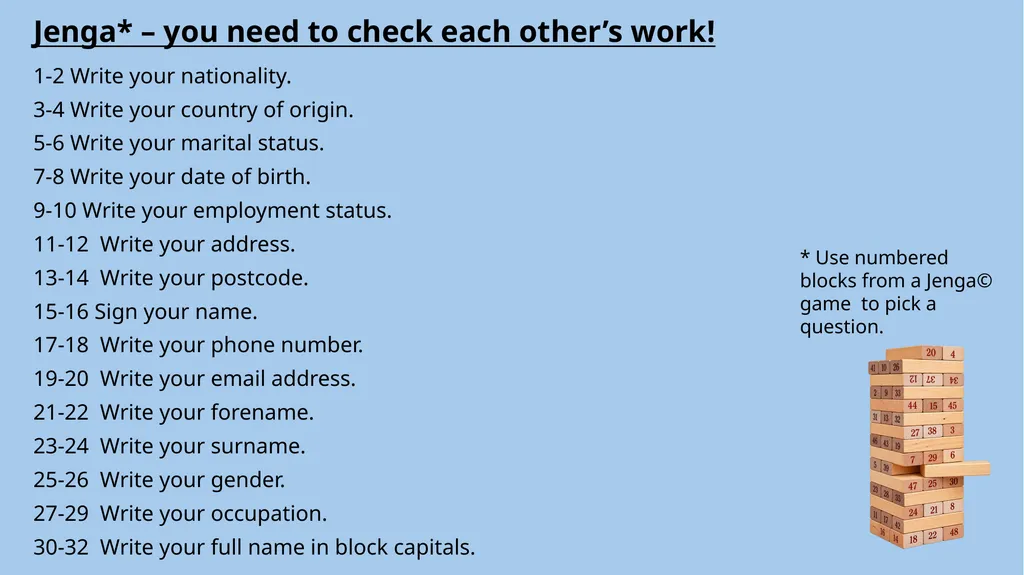 ESOL Entry 1-2 Lesson (about 90 minutes*) Form - slide 16 of 23